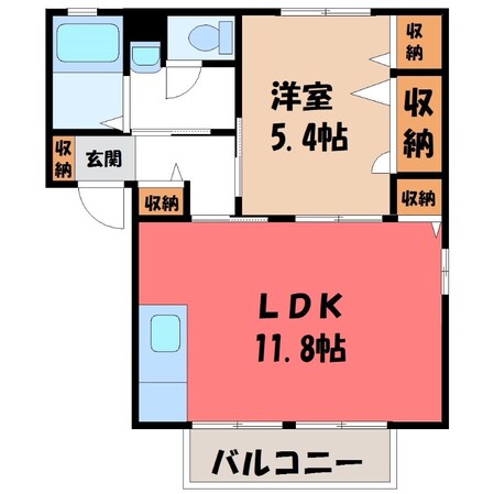 栃木駅 徒歩11分 2階の物件間取画像